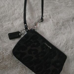Coach Black Animal Print Wristlet